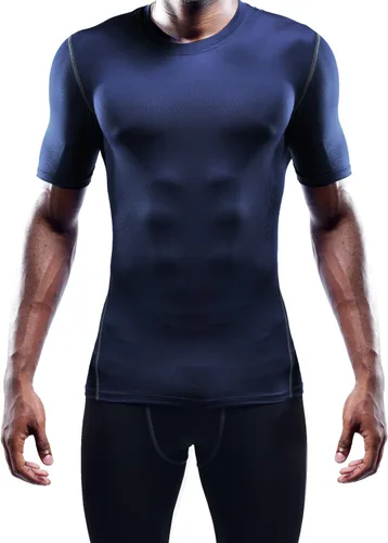 Vista 2 de NELEUS Paquete de 3 camisetas de entrenamiento de capa base de compresión atlética para hombre