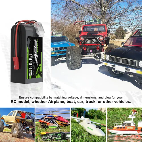 Vista 5 de OVONIC Batería Lipo de 7.4V 80C 800mAh 2S con enchufe JST [1 paquete que incluye 2 baterías]