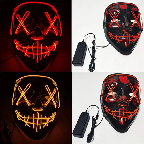 Vista 5 de Máscara LED aterradora de Halloween, máscara de purga iluminada para festival, fiesta de cosplay