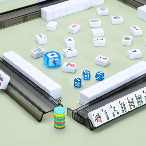 Vista 5 de Mahjong - Soporte y empujador de fichas todo en uno, combo de soporte y empujador de Mahjong de acrílico transparente, soportes modernos de fichas