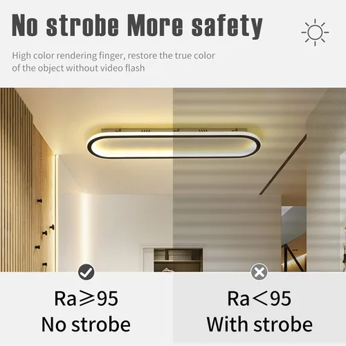 Vista 4 de Lámpara de techo LED moderna, anillo negro empotrado, lámpara de techo con control remoto, lámpara de techo acrílica para dormitorio, pasillo, isla