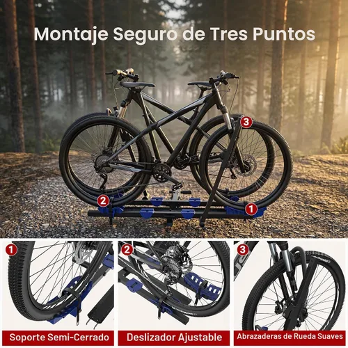Vista 4 de MOSTPLUS 2-Bike Hitch Ebike Rack with Loading Ramp Fits 2" Receiver 170lbs