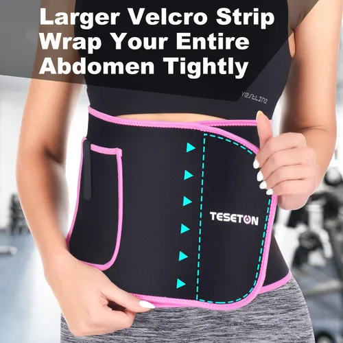 Vista 7 de TESETON Entrenador de Cintura para Mujer y Hombre - Banda de Sudor para Mujeres, Recortador de Cintura para la Grasa del Vientre Inferior, Fácil