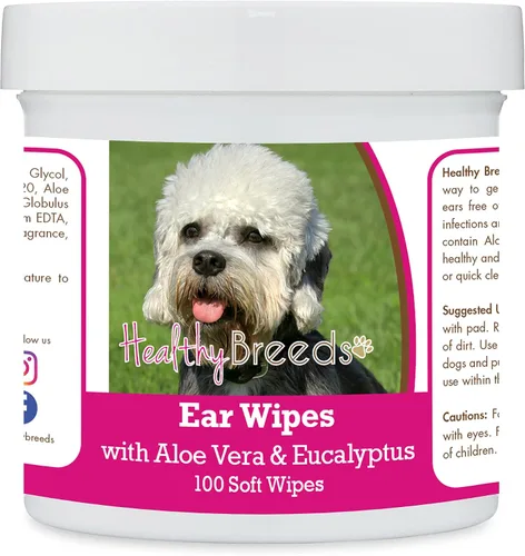 Vista 183 de Healthy Breeds Affenpinscher Toallitas de limpieza de oídos con aloe y eucalipto para perros, 100