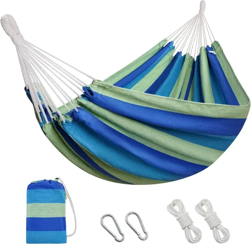 Vista 20 de Hamaca brasileña con correas para árboles, hamacas de lona, hamaca portátil con bolsa de transporte para patio trasero, porche, uso en exteriores e