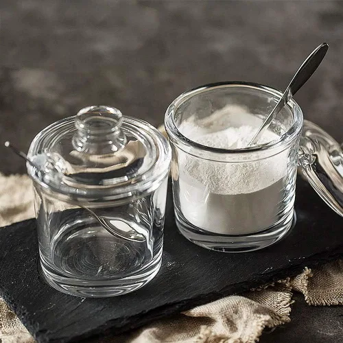 Vista 5 de Vencer Azucarero de vidrio transparente con tapa y cuchara de acero inoxidable para servir azúcar, 6.3 onzas (6.1 fl oz), recipiente de azúcar