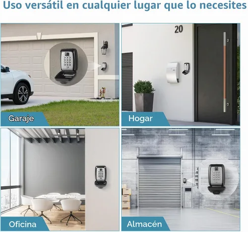 Vista 6 de Caja de bloqueo de llave con código, gran capacidad, combinación de 9 dígitos, montaje en pared, resistente a la intemperie al aire libre, caja