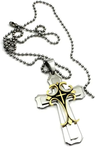 Vista 2 de 1pc Gold- Cool Punk Cruz Colgante Collar Suéter Cuello de metal Cadena Accesorios Regalo