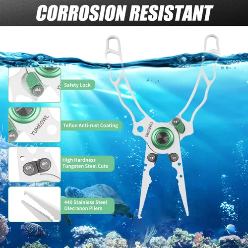 Vista 3 de Alicates de pesca con mango ergonómico innovador, resistente a la corrosión y agua salada, removedor de gancho multiherramienta de pesca, corte