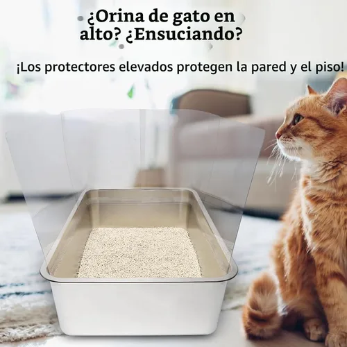 Vista 6 de YOILES 3 piezas de protectores contra salpicaduras de orina para caja de arena de gato, protector contra salpicaduras transparente fácil de limpiar