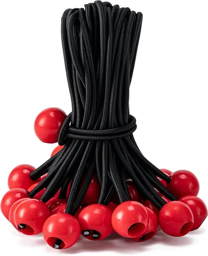 Vista 13 de Paquete de 30 cuerdas elásticas con bola, cuerdas elásticas resistentes de 4 pulgadas, lona de toldo con bolas elásticas para amarre de dosel