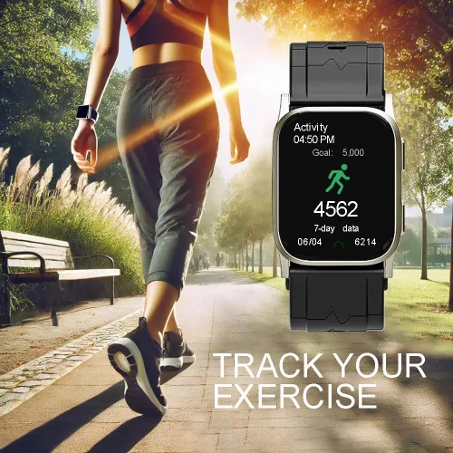 Vista 6 de Reloj inteligente AI Gold Tone Metal BP, aprobado por la FDA 510 (k), presión arterial con bolsa de aire, seguimiento mental, velocidad, oxígeno