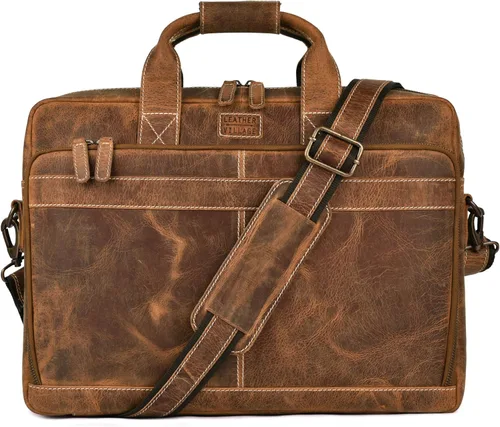 Vista 12 de LEATHER VILLAGE 16" Bolsa de Mensajero para Laptop de Cuero para Hombres - Bolso de Hombro de Cuero para Viaje y Oficina - Negro
