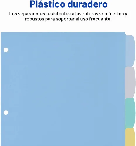Vista 5 de Avery® Separadores de plástico duraderos para escribir con pestañas borrables, 11 x 8 1/2 pulgadas, multicolor, 8 pestañas