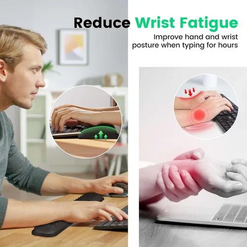 Vista 4 de MEKASS Reposamuñecas para teclado para teclado compacto del 60%, soporte ergonómico de espuma viscoelástica suave para muñeca con base