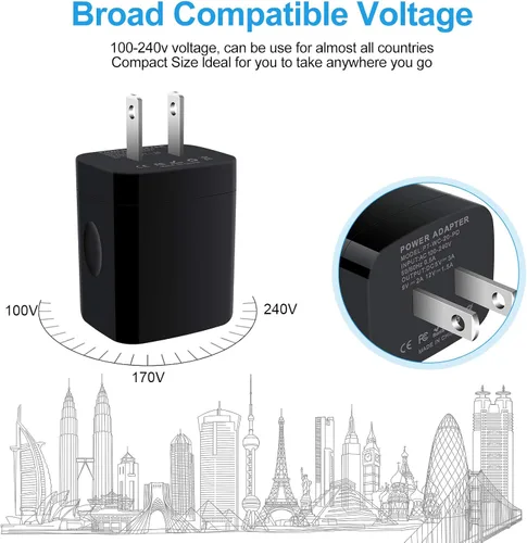 Vista 7 de Cargador tipo C, cargador de pared USB C de 20 W PD de carga rápida y cable de carga de teléfono Android de 6 pies, compatible con iPhone 16 15 Pro