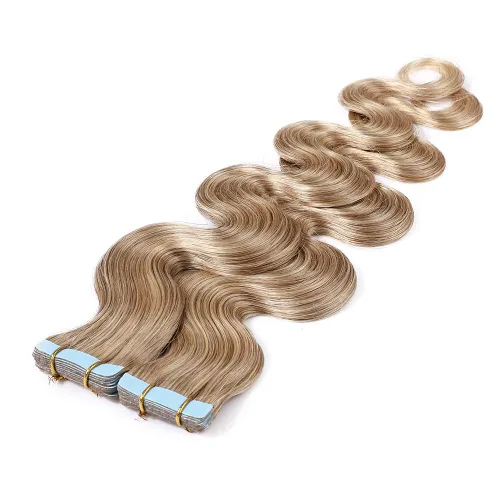 Vista 3 de Extensiones adhesivas de cabello humano 100% Remy, cinta adhesiva de doble cara de 12 a 24 pulgadas, trama de piel sin costuras, largas y lacias, 40
