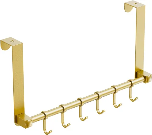 Vista 10 de Ganchos para colgar sobre la puerta, ganchos ajustables resistentes para colgar sobre la puerta, organizador para baño, color negro heavy duty