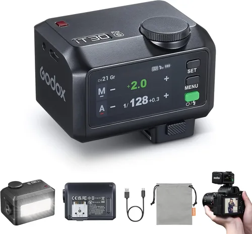 Vista 12 de Godox iT30Pro O iT30Pro-O Flash para Olympus, 2.4G Mini Olympus Flash HSS 1/8000s, pantalla táctil a todo color de 2.8", 560 destellos de potencia