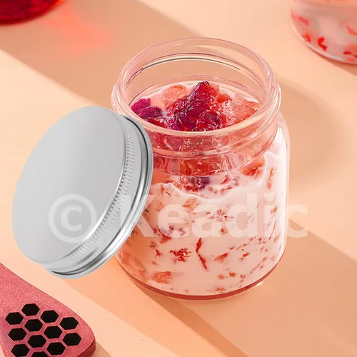 Vista 7 de Keadic Juego de 15 tarros de vidrio de 2.0 fl oz/2 onzas con tapas, mini tarros redondos herméticos para muestras de conservas con tapas plateadas