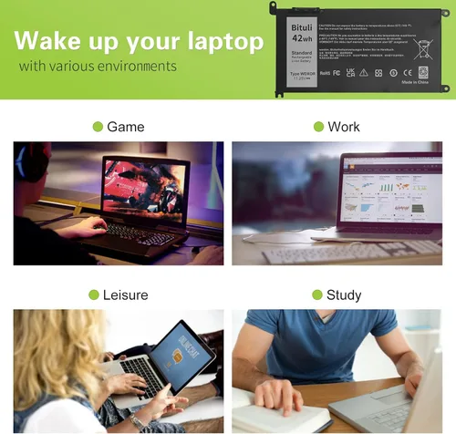 Vista 5 de WDX0R - Batería de repuesto para laptop Dell Inspiron 13 15 5000 7000 Series 7579 5570 7378 5567 7573 5379 5378 Latitude 3490 3590 3340 3400 3390