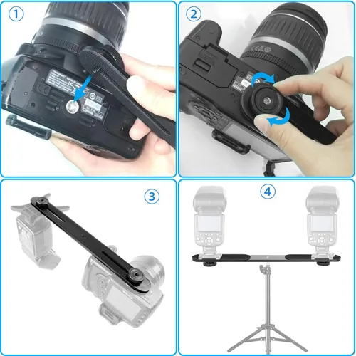 Vista 6 de EXMAX Soporte de flash para trípode de tornillo de 1/4 de pulgada, soporte de luz para cámara DSLR, aleación de aluminio, montaje de tornillo de 1/4