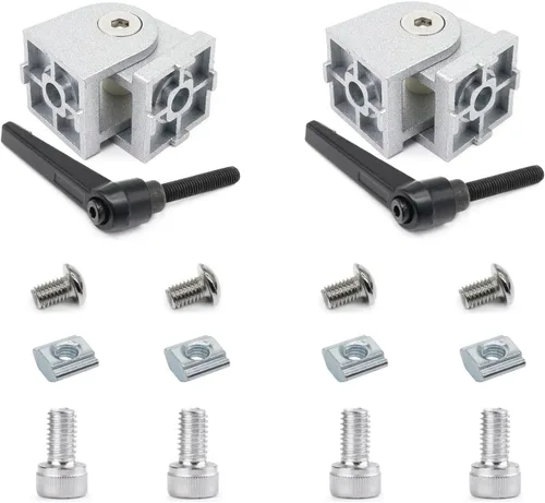 Vista 7 de 8 Conjuntos Perfiles de Extrusión de Aluminio Serie 10 Soportes de Esquina 1010 Conectores en L de Ángulo Recto de 90Grados con Tuercas y Pernos