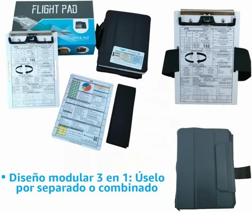 Vista 2 de Crystal Pilot Kneeboard para iPad Mini6, con portapapeles de aluminio y cartel VFR