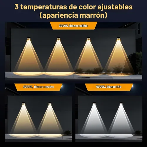 Vista 5 de Luces solares de valla súper duraderas al aire libre, luces de cubierta impermeables, perfectas para días de invierno y lluviosos, iluminación solar