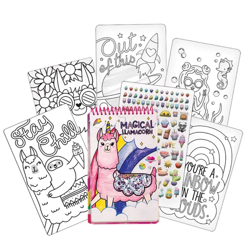 Vista 3 de Fashion Angels Llama Shaker - Portafolio compacto de bocetos/libro de bocetos de llama/libro para colorear, marrón/a, 7.6 onzas