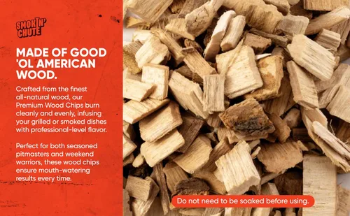Vista 2 de Virutas de madera de nuez para ahumar, sabor rico y cálido, perfecto para parrillas ahumadoras, no necesita remojo, fabricado en Estados Unidos