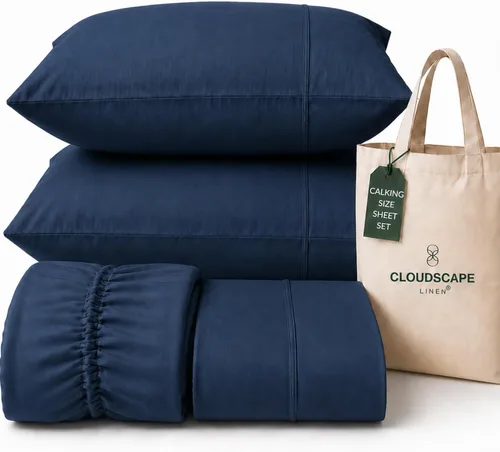 Vista 62 de CLOUDSCAPE LINEN 400TC 100% Egyptian Cotton Luxury Twin Bed Sheets - White
