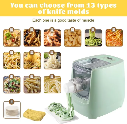 Vista 3 de Máquina eléctrica para hacer pasta, máquina automática para hacer pasta con 13 discos para espaguetis y fettucina y más, máquina para hacer pasta