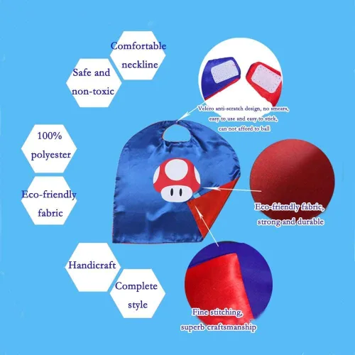 Vista 3 de Superhero Capes for Kids Halloween Costumes and Dress upSuper Mario Cape and Mask Set for Mario Party Supplies