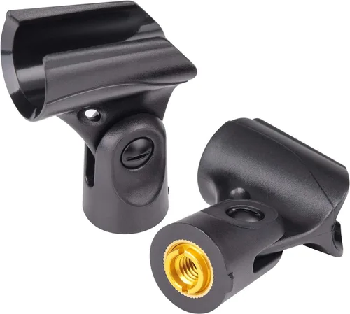 Vista 5 de Soporte universal de clip para micrófono con adaptadores de tuerca de 5/8" a 3/8", negro, paquete de 5