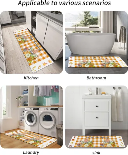 Vista 5 de Thanksgiving Elf Bath Mat for Tub,Non Slip Bathroom Floor Runner Rug Quick Dry & Absorbent Diatomaceous Earth Shower Sink Kitchen Washable