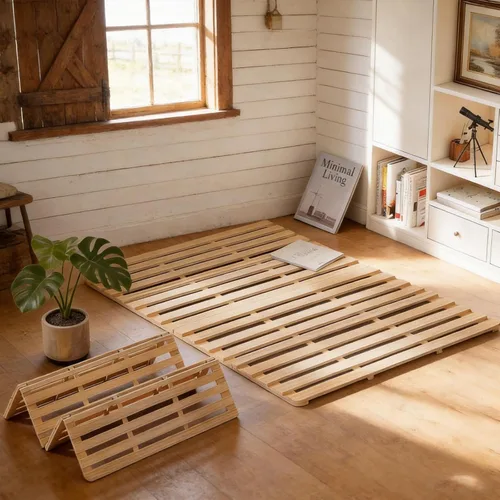 Vista 10 de Base de cama japonesa plegable con listones para piso, plataforma de piso de madera, tatami para invitados