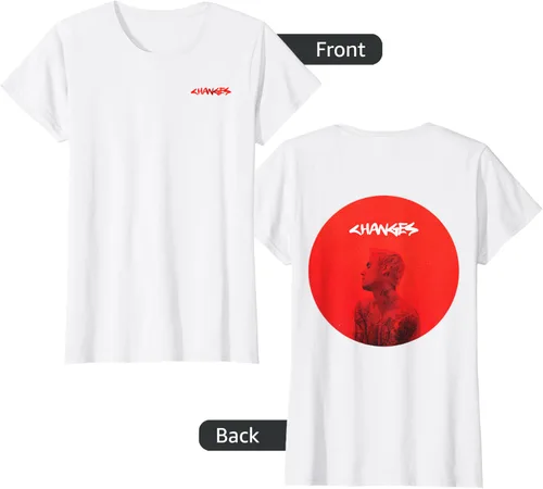Vista 10 de Justin Bieber Red Circle Changes - Camiseta, Negro, S