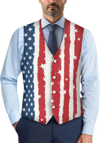 Vista 20 de TODIYADDU Chaleco de cuello en V para hombre, chaquetas de traje sin mangas Maple Leaf