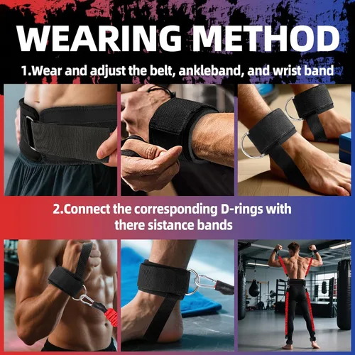 Vista 6 de Conjunto de bandas de resistencia para boxeo YORWHIN para equipo de entrenamiento de MMA y artes marciales, bandas de ejercicio de 150 libras
