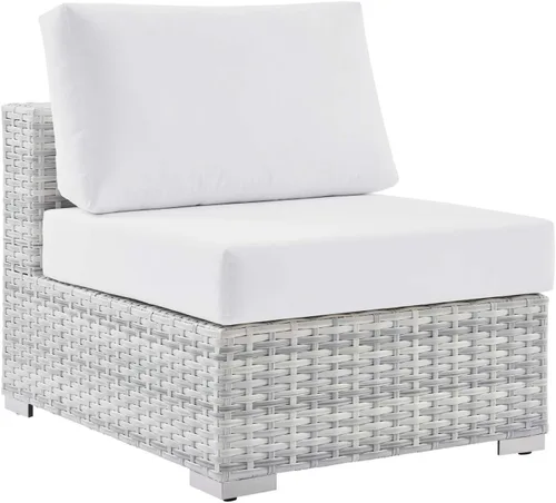 Vista 23 de Modway Convene - Otomana rectangular de mimbre para patio al aire libre, color gris claro