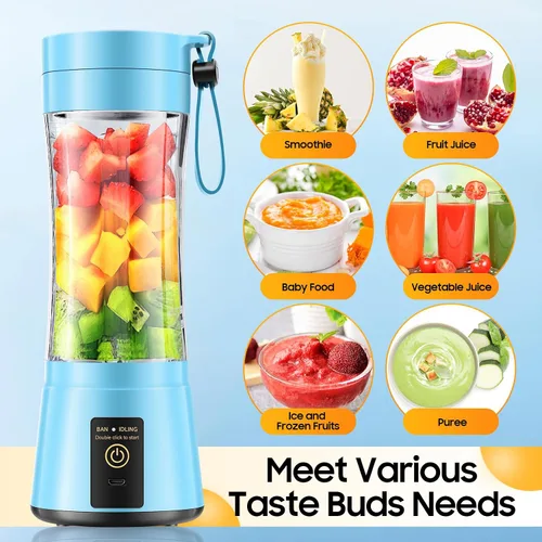 Vista 2 de Licuadora portátil inalámbrica de tamaño personal, mini licuadora para hacer batidos y batidos, taza de viaje sin BPA de 12.8 fl oz, potente traje