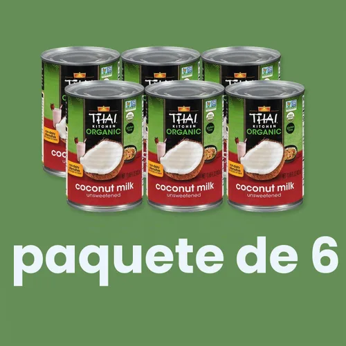 Vista 4 de Thai Kitchen leche de coco orgánica sin edulcorantes, 13.66 onzas líquidas (paquete de 6 unidades)