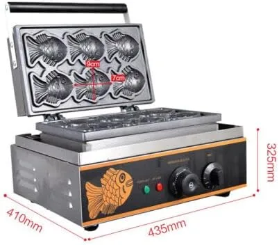 Vista 5 de FY-112 Máquina eléctrica de gofres tipo pescado japonesa Taiyaki Maker Freidora 220V