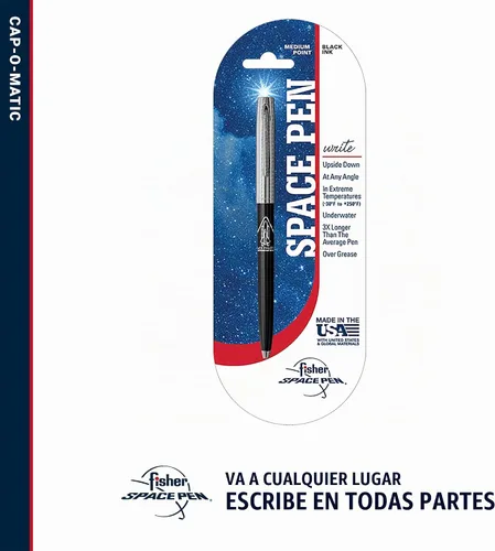 Vista 7 de Fisher Pluma espacial Chrome Space Shuttle Imprint Cap-O-Matic Pen Negro chrome