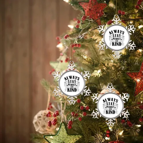 Vista 7 de Adornos decorativos de Navidad de copo de nieve de metal de 3 pulgadas, adorno de recuerdo de Navidad, regalo inspirador, adornos colgantes
