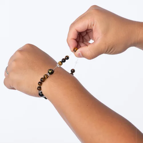 Vista 5 de Lucky Shop Pulsera negra de las deidades guardianas de Japón, pulseras feng shui para dinero suerte y victoria 6-8 pulgadas, Piedra, Ónix