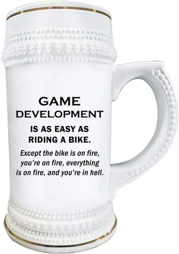 Vista 2 de Regalos divertidos para desarrolladores de juegos, taza de cerveza de 22 onzas, vasos de cerámica novedosos – Diseño de videojuegos Desarrollo