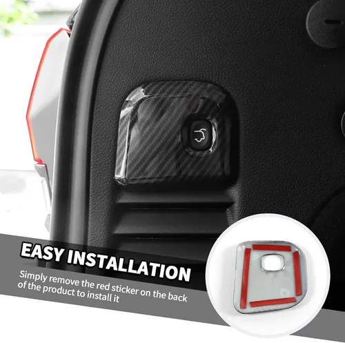 Vista 6 de Jimen Compatible con Jeep Grand Cherokee 2011-2020, cubierta de botón para interruptor de maletero (fibra de carbono)