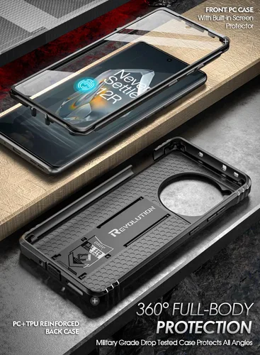 Vista 3 de Funda Poetic Revolution Compatible con OnePlus 12R 5G (2024), con protector de pantalla integrado, funciona con identificación por huellas